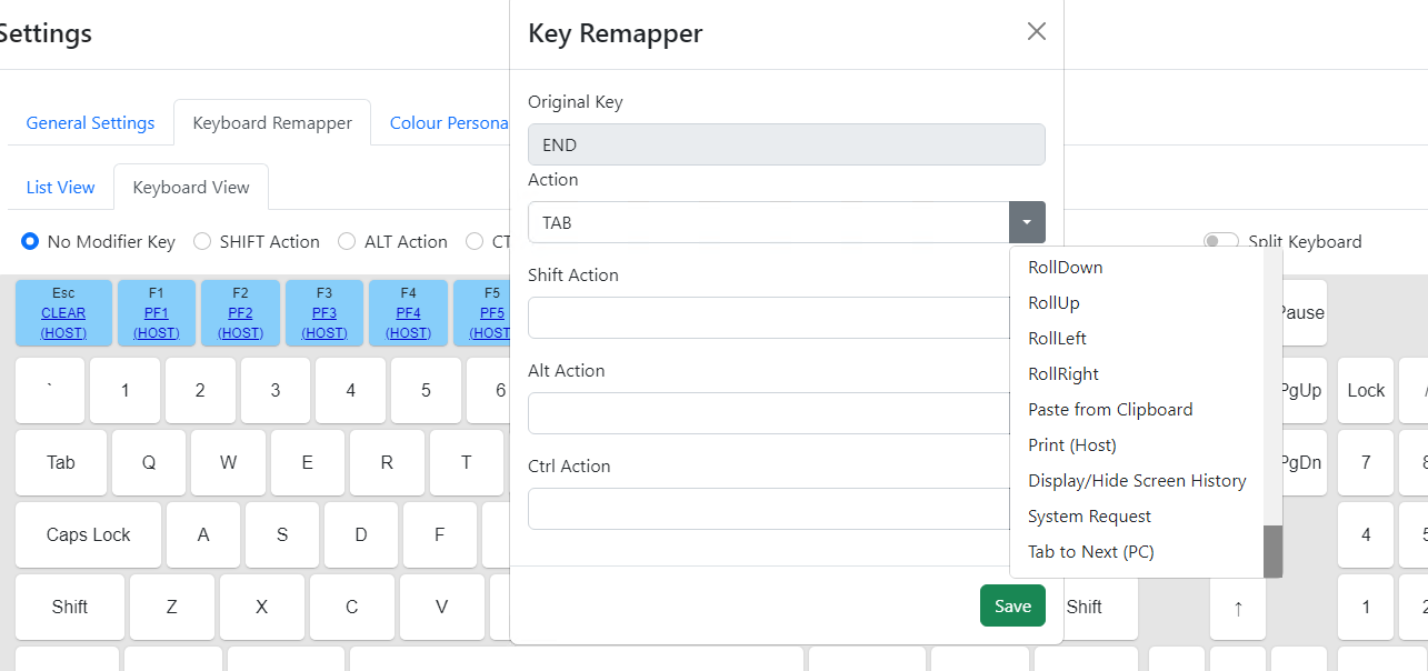 Mapping End key to Tab